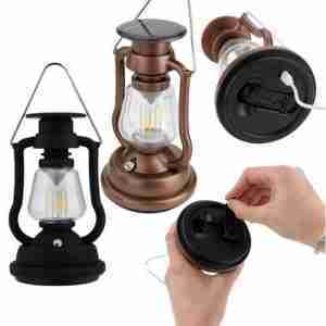Solar Rechargeable Camping Lantern With Hand Crank