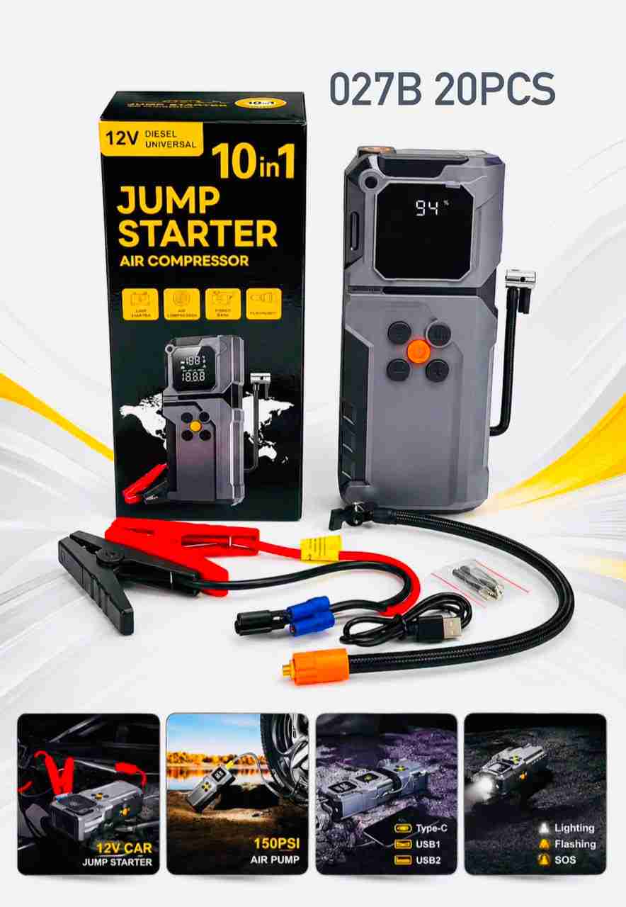 10-in-1 Car Jump Starter Kit with Air Compressor