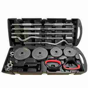 58KG York Adjustable Dumbbell & Barbell Set with Case